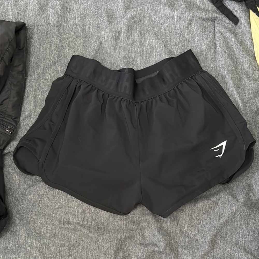 Gymshark Black Athletic Running Shorts with White Logo